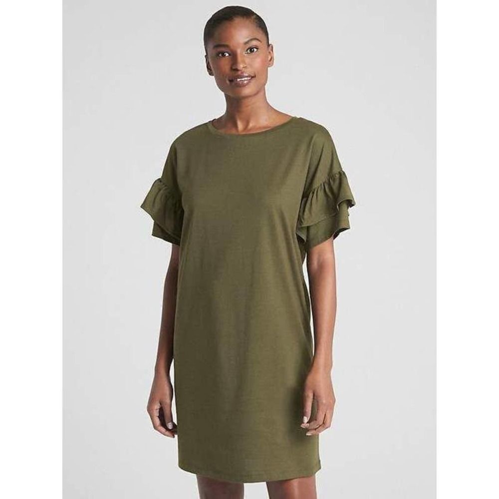 Current Elliot Green Ruffle Short Sleeve Dress Size 2